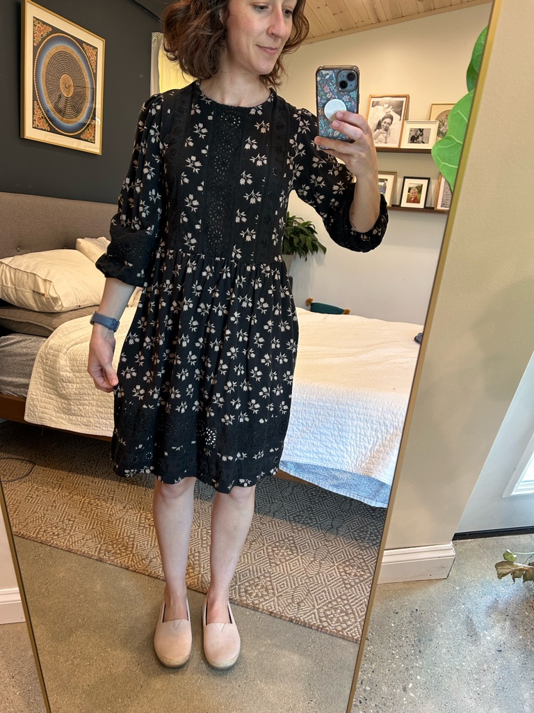 Boden Black And Tan Floral Midi Dress